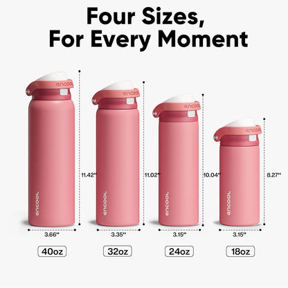 Leakproof Insulated Water Bottle with Straw Dual-Sip Water Bottle Bag-Safe Design for Work, Commute & Gym – Keeps Drinks Cold All Day, 24 oz, Clay Grey - Colors A