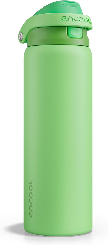 Leakproof Insulated Water Bottle with Straw Dual-Sip Water Bottle Bag-Safe Design for Work, Commute & Gym – Keeps Drinks Cold All Day, 24 oz, Clay Grey - Colors A