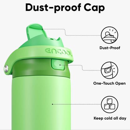 Leakproof Insulated Water Bottle with Straw Dual-Sip Water Bottle Bag-Safe Design for Work, Commute & Gym – Keeps Drinks Cold All Day, 24 oz, Clay Grey - Colors A