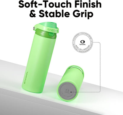 Leakproof Insulated Water Bottle with Straw Dual-Sip Water Bottle Bag-Safe Design for Work, Commute & Gym – Keeps Drinks Cold All Day, 24 oz, Clay Grey - Colors A