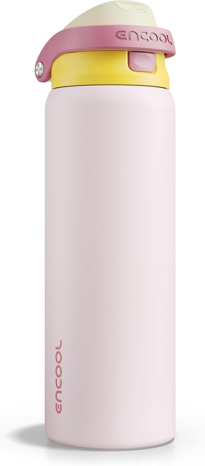 Leakproof Insulated Water Bottle with Straw Dual-Sip Water Bottle Bag-Safe Design for Work, Commute & Gym – Keeps Drinks Cold All Day, 24 oz, Clay Grey - Colors A