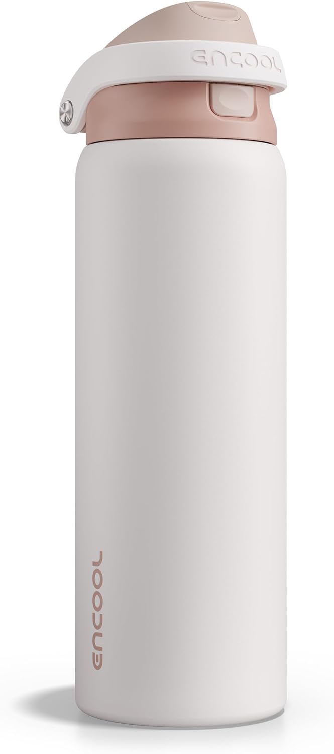 Leakproof Insulated Water Bottle with Straw Dual-Sip Water Bottle Bag-Safe Design for Work, Commute & Gym – Keeps Drinks Cold All Day, 24 oz, Clay Grey - Colors A