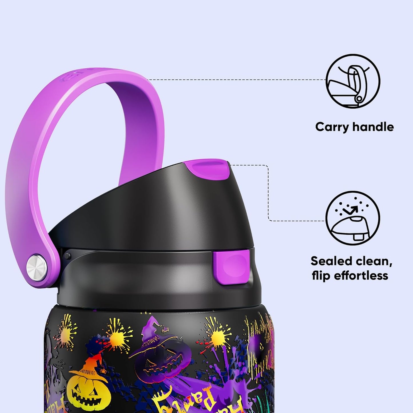 Leakproof Insulated Water Bottle with Straw Dual-Sip Water Bottle Bag-Safe Design for Work, Commute & Gym – Keeps Drinks Cold All Day, 24 oz, Clay Grey - Colors A