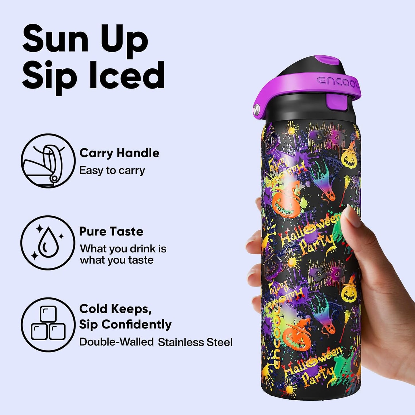 Leakproof Insulated Water Bottle with Straw Dual-Sip Water Bottle Bag-Safe Design for Work, Commute & Gym – Keeps Drinks Cold All Day, 24 oz, Clay Grey - Colors A