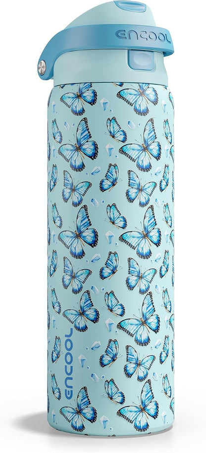 Leakproof Insulated Water Bottle with Straw Dual-Sip Water Bottle Bag-Safe Design for Work, Commute & Gym – Keeps Drinks Cold All Day, 24 oz, Clay Grey - Colors A