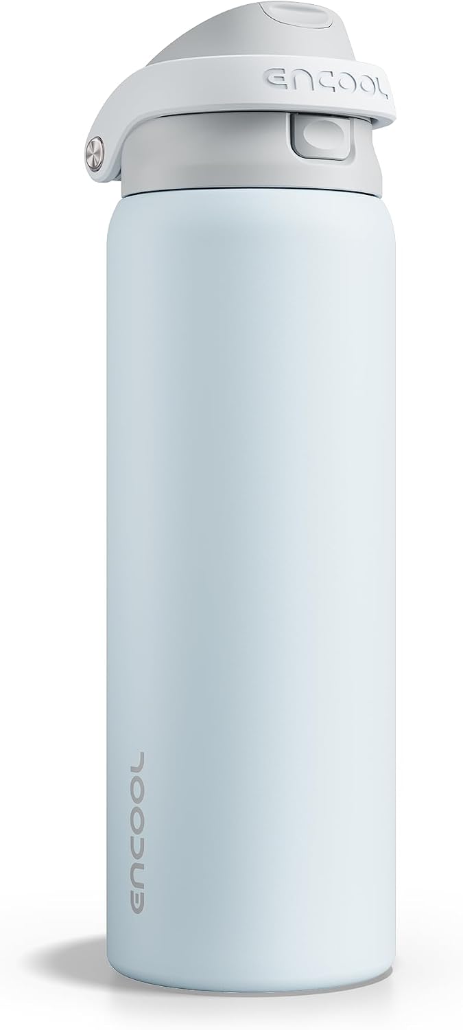 Leakproof Insulated Water Bottle with Straw Dual-Sip Water Bottle Bag-Safe Design for Work, Commute & Gym – Keeps Drinks Cold All Day, 24 oz, Clay Grey - Colors A