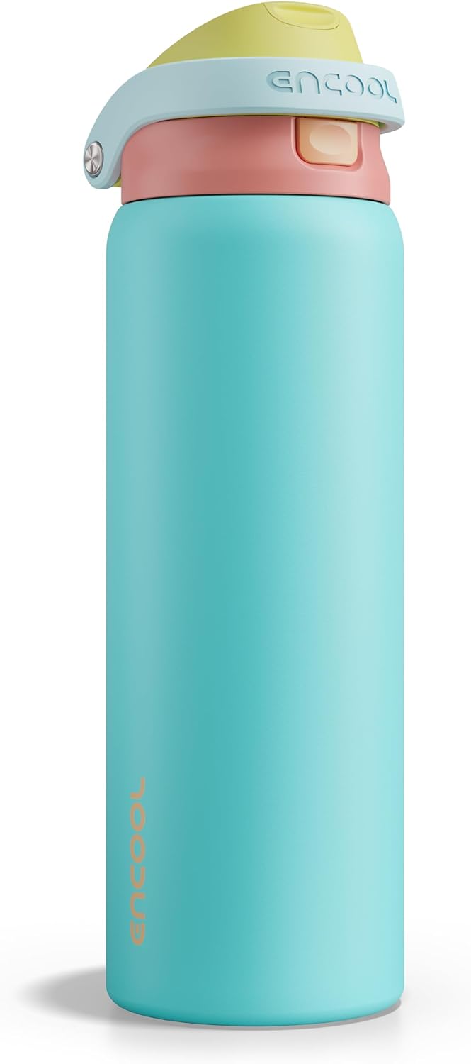 Leakproof Insulated Water Bottle with Straw Dual-Sip Water Bottle Bag-Safe Design for Work, Commute & Gym – Keeps Drinks Cold All Day, 24 oz, Clay Grey - Colors A