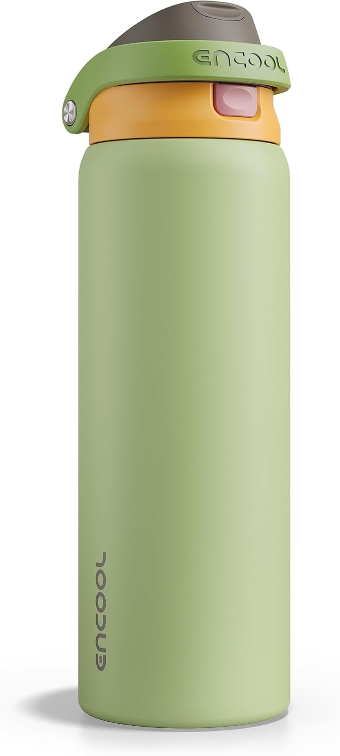 Leakproof Insulated Water Bottle with Straw Dual-Sip Water Bottle Bag-Safe Design for Work, Commute & Gym – Keeps Drinks Cold All Day, 24 oz, Clay Grey - Colors A