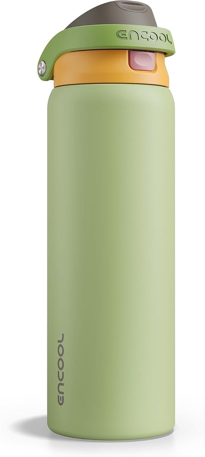 Leakproof Insulated Water Bottle with Straw Dual-Sip Water Bottle Bag-Safe Design for Work, Commute & Gym – Keeps Drinks Cold All Day, 24 oz, Clay Grey - Colors A