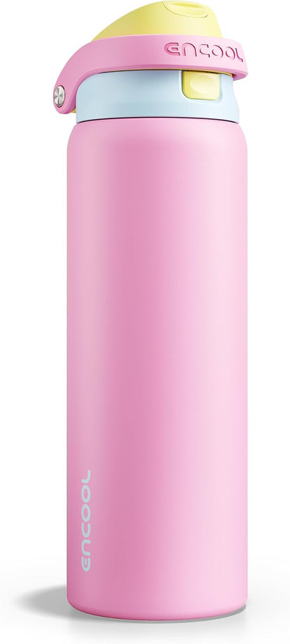 Leakproof Insulated Water Bottle with Straw Dual-Sip Water Bottle Bag-Safe Design for Work, Commute & Gym – Keeps Drinks Cold All Day, 24 oz, Clay Grey - Colors A