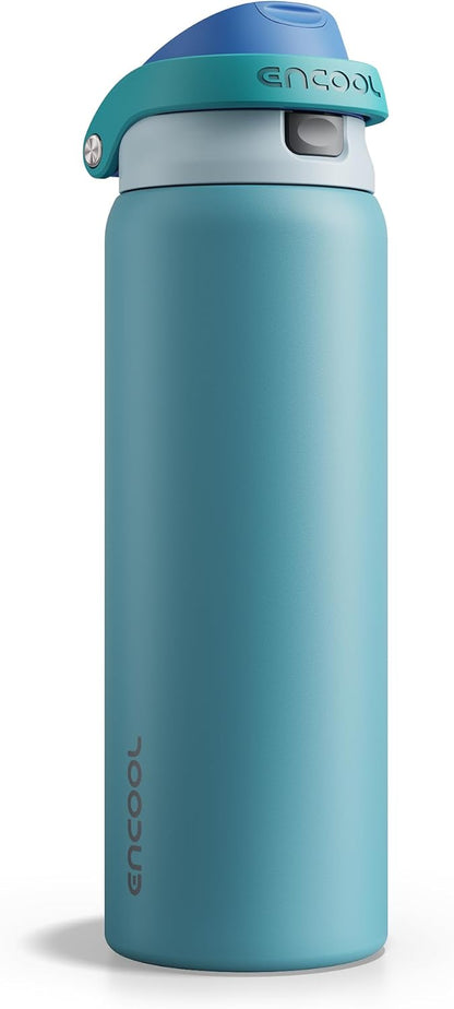 Leakproof Insulated Water Bottle with Straw Dual-Sip Water Bottle Bag-Safe Design for Work, Commute & Gym – Keeps Drinks Cold All Day, 24 oz, Clay Grey - Colors A