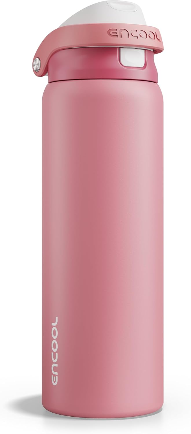 Leakproof Insulated Water Bottle with Straw Dual-Sip Water Bottle Bag-Safe Design for Work, Commute & Gym – Keeps Drinks Cold All Day, 24 oz, Clay Grey - Colors A