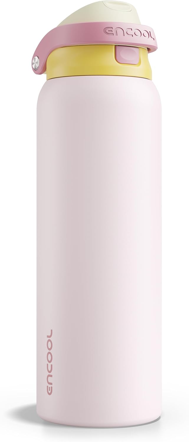 Leakproof Insulated Water Bottle with Straw Dual-Sip Water Bottle Bag-Safe Design for Work, Commute & Gym – Keeps Drinks Cold All Day, 24 oz, Clay Grey - Colors A