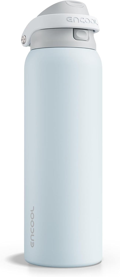 Leakproof Insulated Water Bottle with Straw Dual-Sip Water Bottle Bag-Safe Design for Work, Commute & Gym – Keeps Drinks Cold All Day, 24 oz, Clay Grey - Colors A