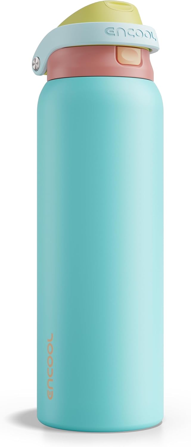 Leakproof Insulated Water Bottle with Straw Dual-Sip Water Bottle Bag-Safe Design for Work, Commute & Gym – Keeps Drinks Cold All Day, 24 oz, Clay Grey - Colors A