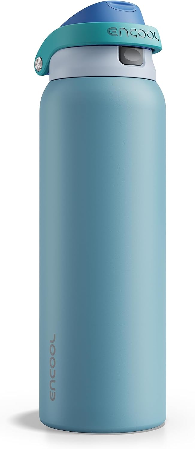 Leakproof Insulated Water Bottle with Straw Dual-Sip Water Bottle Bag-Safe Design for Work, Commute & Gym – Keeps Drinks Cold All Day, 24 oz, Clay Grey - Colors A