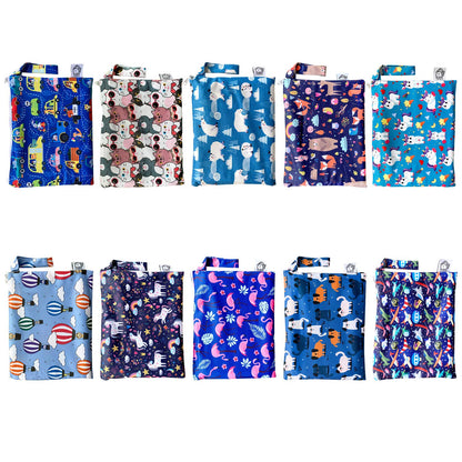 Waterproof Baby Changing Pad with Storage Bag (43.3" X 28.7") Washable Wipeable Reusable Leak Proof Diaper Travel Mat Station Changing Mattress Liner Cribs Bed Cover, Dog Family