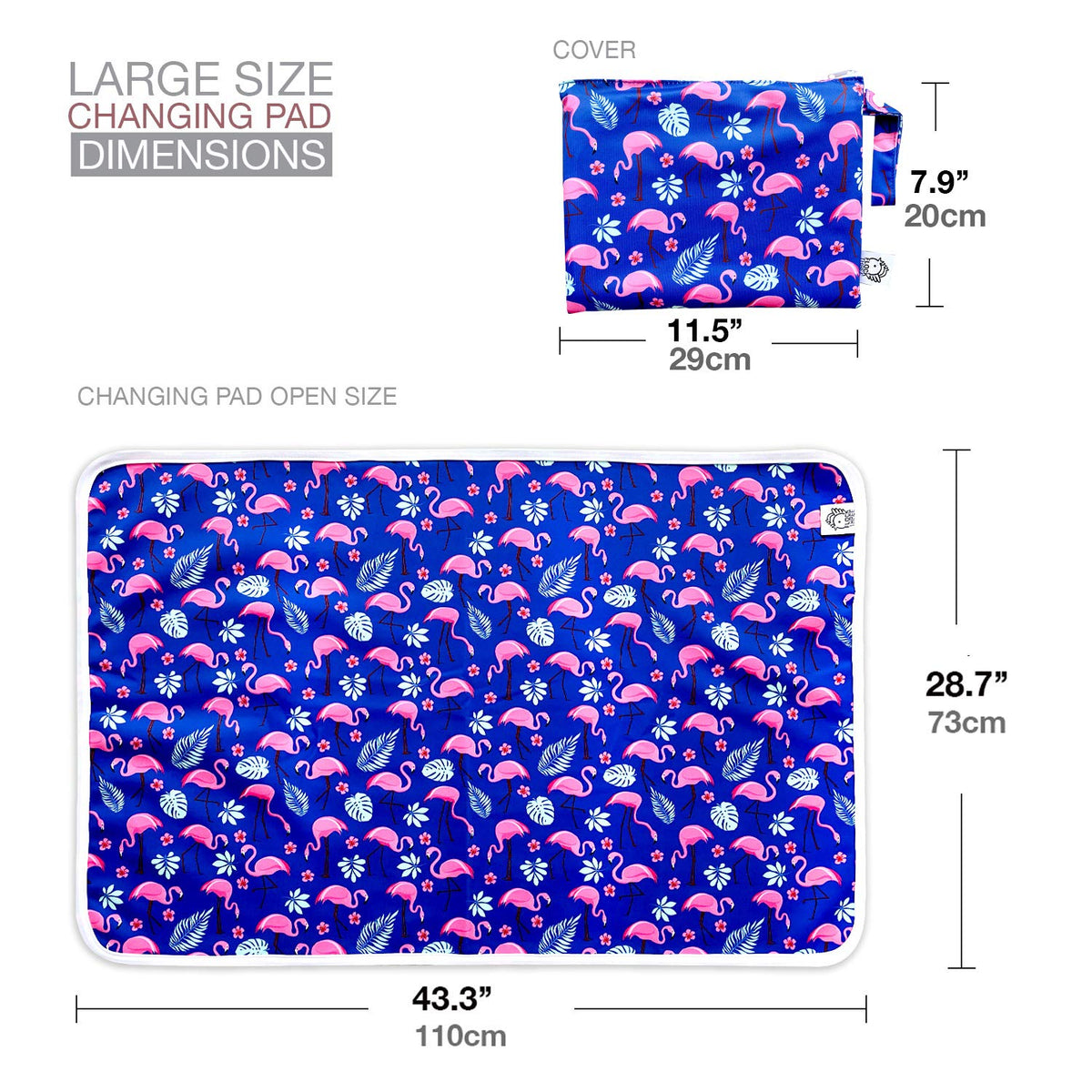 Waterproof Baby Changing Pad with Storage Bag (43.3" X 28.7") Washable Wipeable Reusable Leak Proof Diaper Travel Mat Station Changing Mattress Liner Cribs Bed Cover, Dog Family