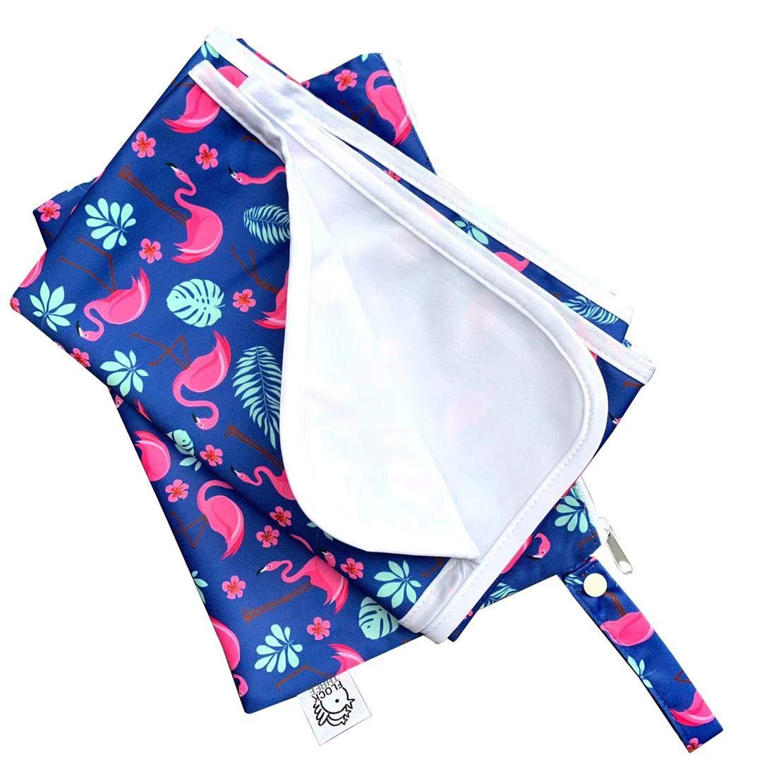 Waterproof Baby Changing Pad with Storage Bag (43.3" X 28.7") Washable Wipeable Reusable Leak Proof Diaper Travel Mat Station Changing Mattress Liner Cribs Bed Cover, Dog Family