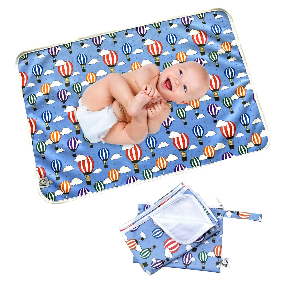 Waterproof Baby Changing Pad with Storage Bag (43.3" X 28.7") Washable Wipeable Reusable Leak Proof Diaper Travel Mat Station Changing Mattress Liner Cribs Bed Cover, Dog Family