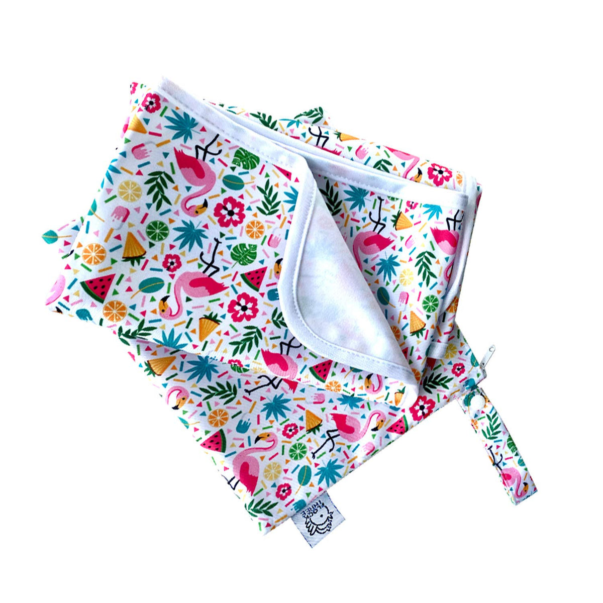 Waterproof Baby Changing Pad with Storage Bag (43.3" X 28.7") Washable Wipeable Reusable Leak Proof Diaper Travel Mat Station Changing Mattress Liner Cribs Bed Cover, Dog Family