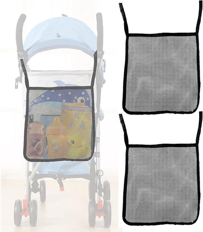 2 Pack Portable Stroller Hanging Bag, Baby Stroller Organizer, Multifunctional Large Capacity Storage Container Bag for Diaper Bottle Toy, Stroller Hanging Storage Net Bag