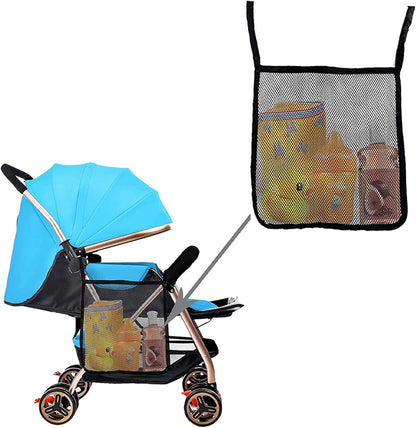2 Pack Portable Stroller Hanging Bag, Baby Stroller Organizer, Multifunctional Large Capacity Storage Container Bag for Diaper Bottle Toy, Stroller Hanging Storage Net Bag