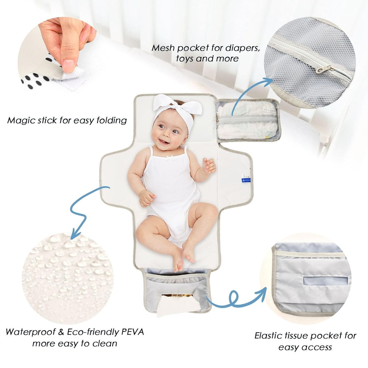 Hedgehog Dot Pattern Portable Diaper Changing Pad for Park