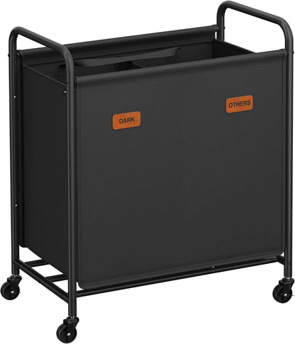 SONGMICS 3-Section Laundry Sorter, with Wheels, Removable Bags
