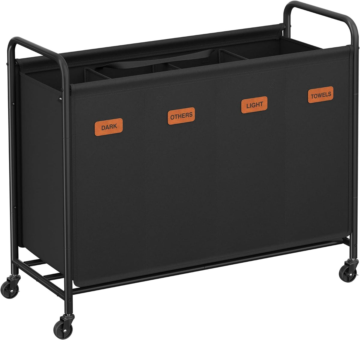 SONGMICS 3-Section Laundry Sorter, with Wheels, Removable Bags