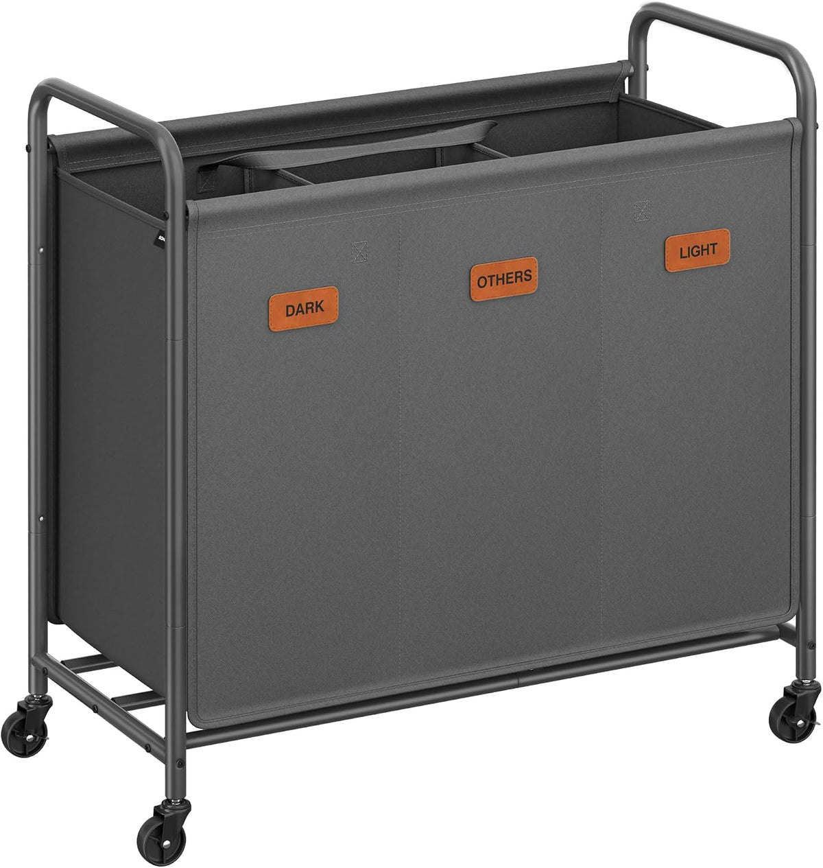SONGMICS 3-Section Laundry Sorter, with Wheels, Removable Bags