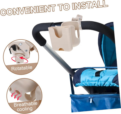 Stroller Organizer with Phone Mount and Bottle Holder Lock Cup Holder Rack for Bikes Electric Wheelchairs and Shopping Carts