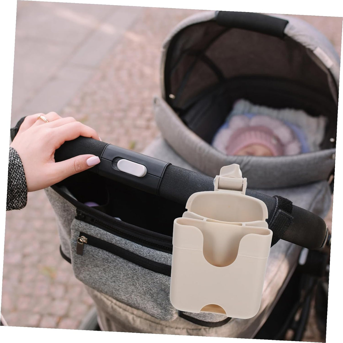 Stroller Organizer with Phone Mount and Bottle Holder Lock Cup Holder Rack for Bikes Electric Wheelchairs and Shopping Carts