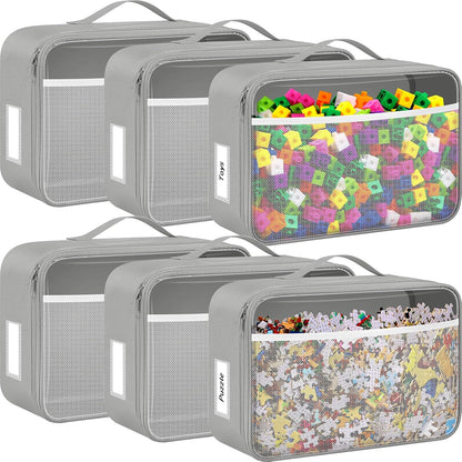 6 Pack Toy Storage Bags for Building Blocks Puzzles Travel,Navy