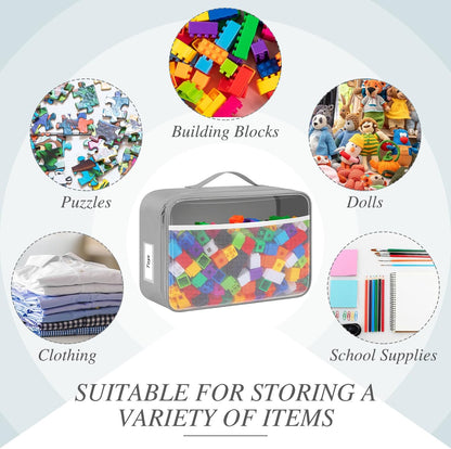 6 Pack Toy Storage Bags for Building Blocks Puzzles Travel,Navy