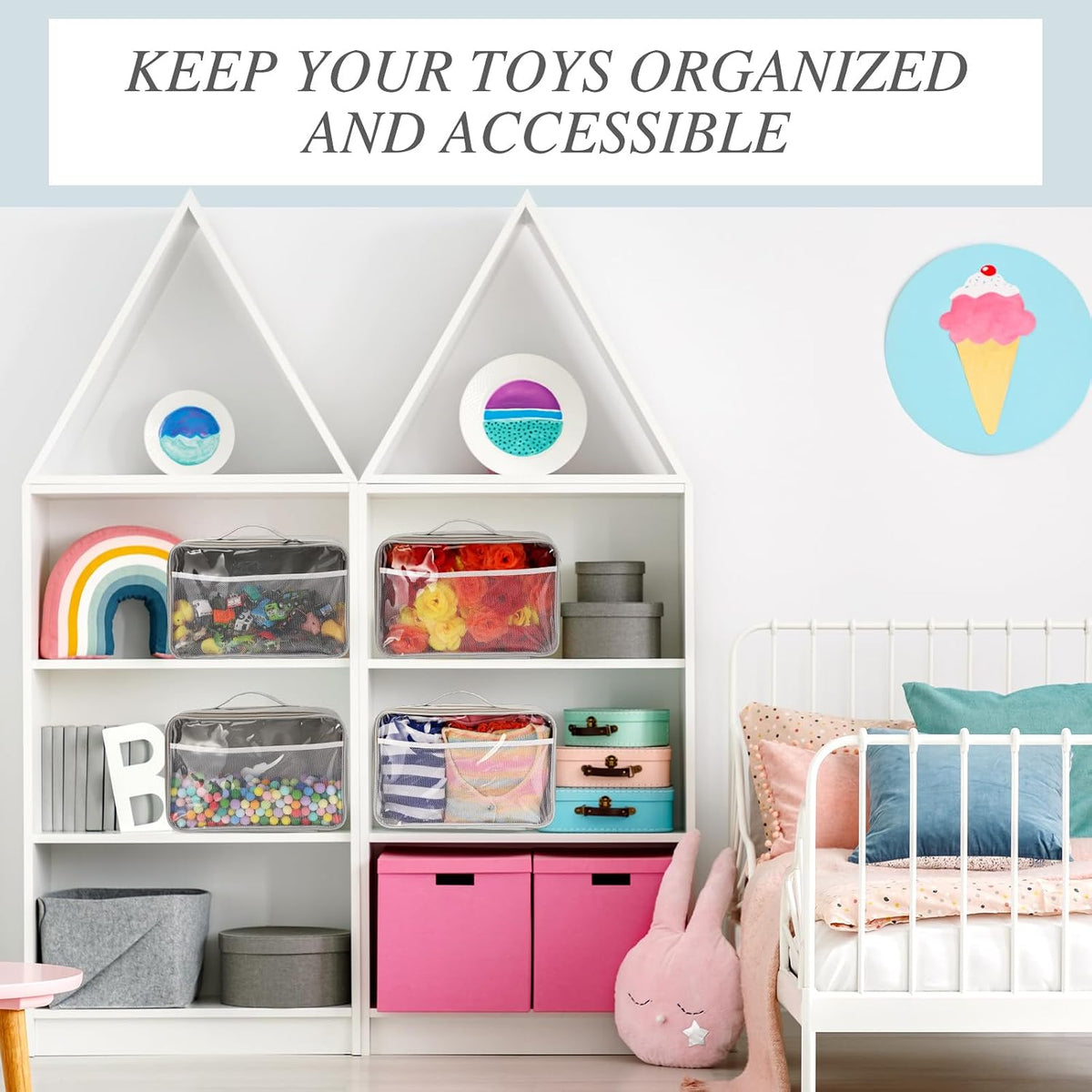 6 Pack Toy Storage Bags for Building Blocks Puzzles Travel,Navy