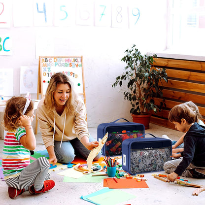 6 Pack Toy Storage Bags for Building Blocks Puzzles Travel,Navy