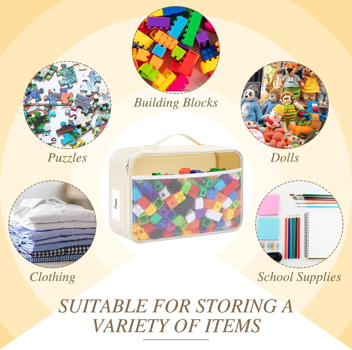 6 Pack Toy Storage Bags for Building Blocks Puzzles Travel,Navy