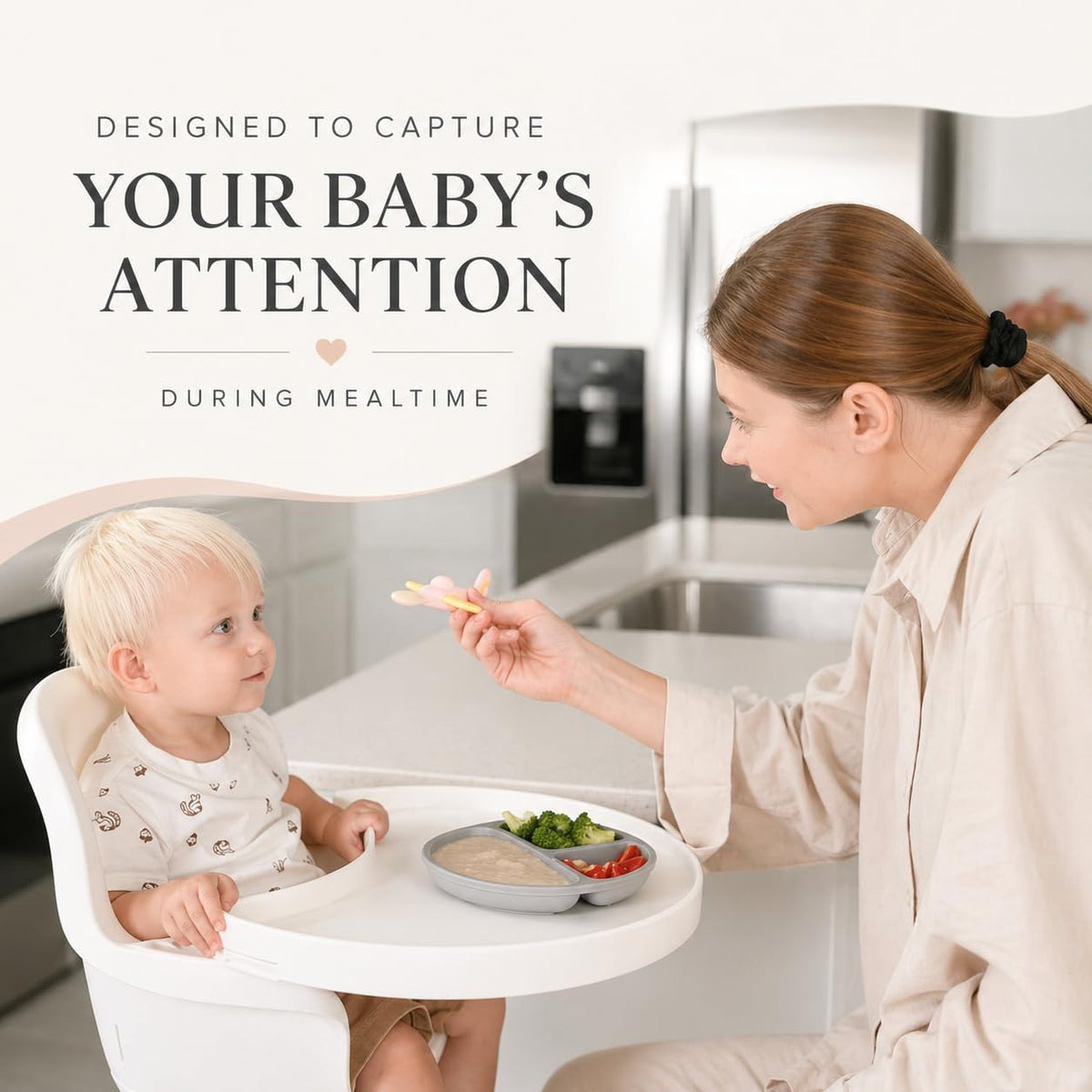 Airplane Baby Spoon and Suction Plate Set - BPA Free Silicone Self Feeding Utensils for Baby Led Weaning, Picky Eaters and Travel - First Stage Toddler Dishes and Bowls 6-18 Months