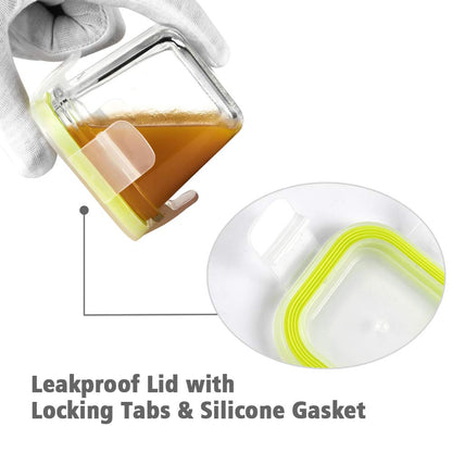 4-Pack Glass Baby Food Storage Containers with Airtight Lids and Stackable Tray (Green, 3 OZ Each) - Small Freezer Storage Containers for Baby On The Go - Air Tight Food Storage Containers