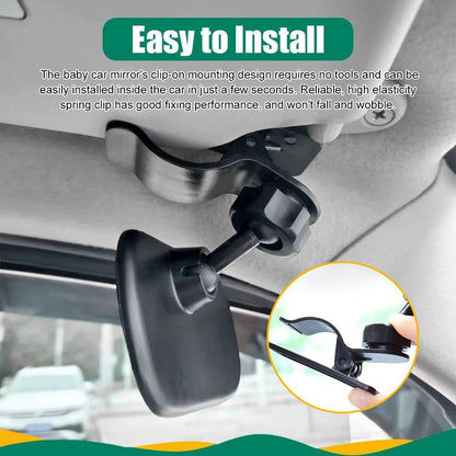 Baby Car Mirror, Car Seat Mirrors, Wide Angle Convex Clip-on Mirrors, Universal Auto Interior Accessories Children Backseat Adjustable Rearview Mirror for Viewing Rear Passengers