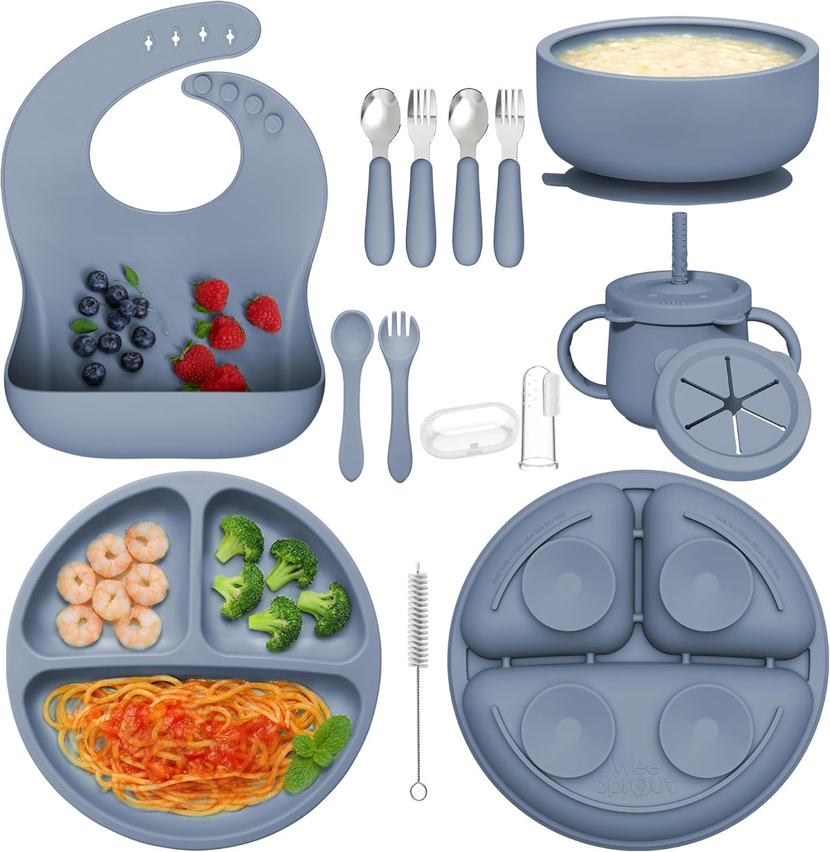 13Pcs Silicone Baby Feeding Set, Multi-Stage Utensils for Beginners