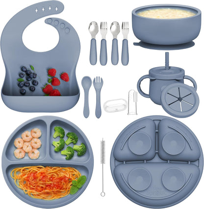 13Pcs Silicone Baby Feeding Set, Multi-Stage Utensils for Beginners