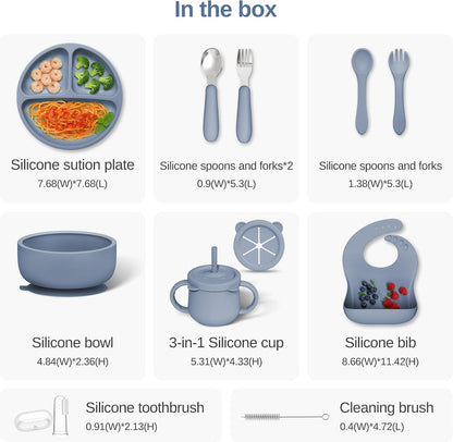 13Pcs Silicone Baby Feeding Set, Multi-Stage Utensils for Beginners