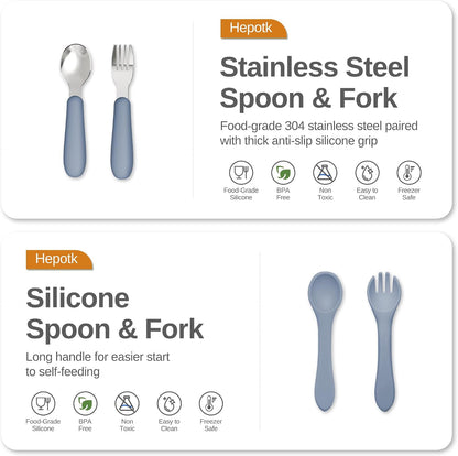 13Pcs Silicone Baby Feeding Set, Multi-Stage Utensils for Beginners