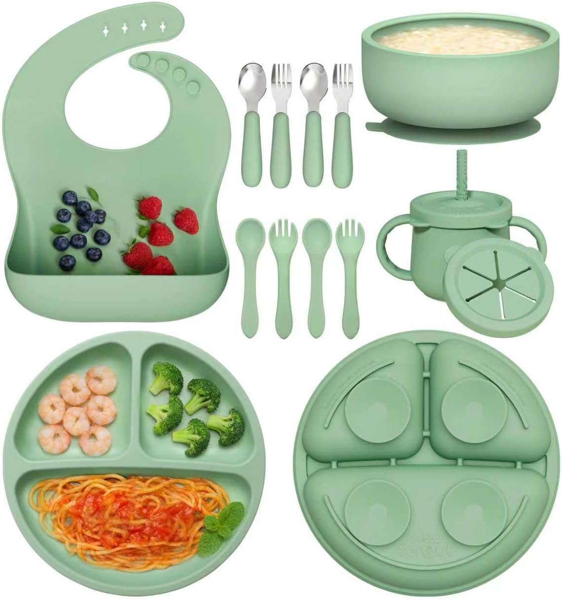 13Pcs Silicone Baby Feeding Set, Multi-Stage Utensils for Beginners
