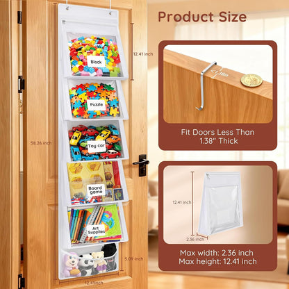Over Door Toy Storage Organizer, Hanging Bags with 5 Removable Pockets