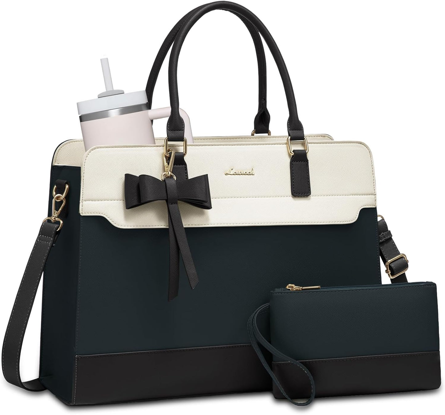 Laptop Tote Bag for Women,Leather Work Bag, Waterproof Business Teacher Bag,Large Computer Handbag Purse Briefcase,Office Gifts for Women
