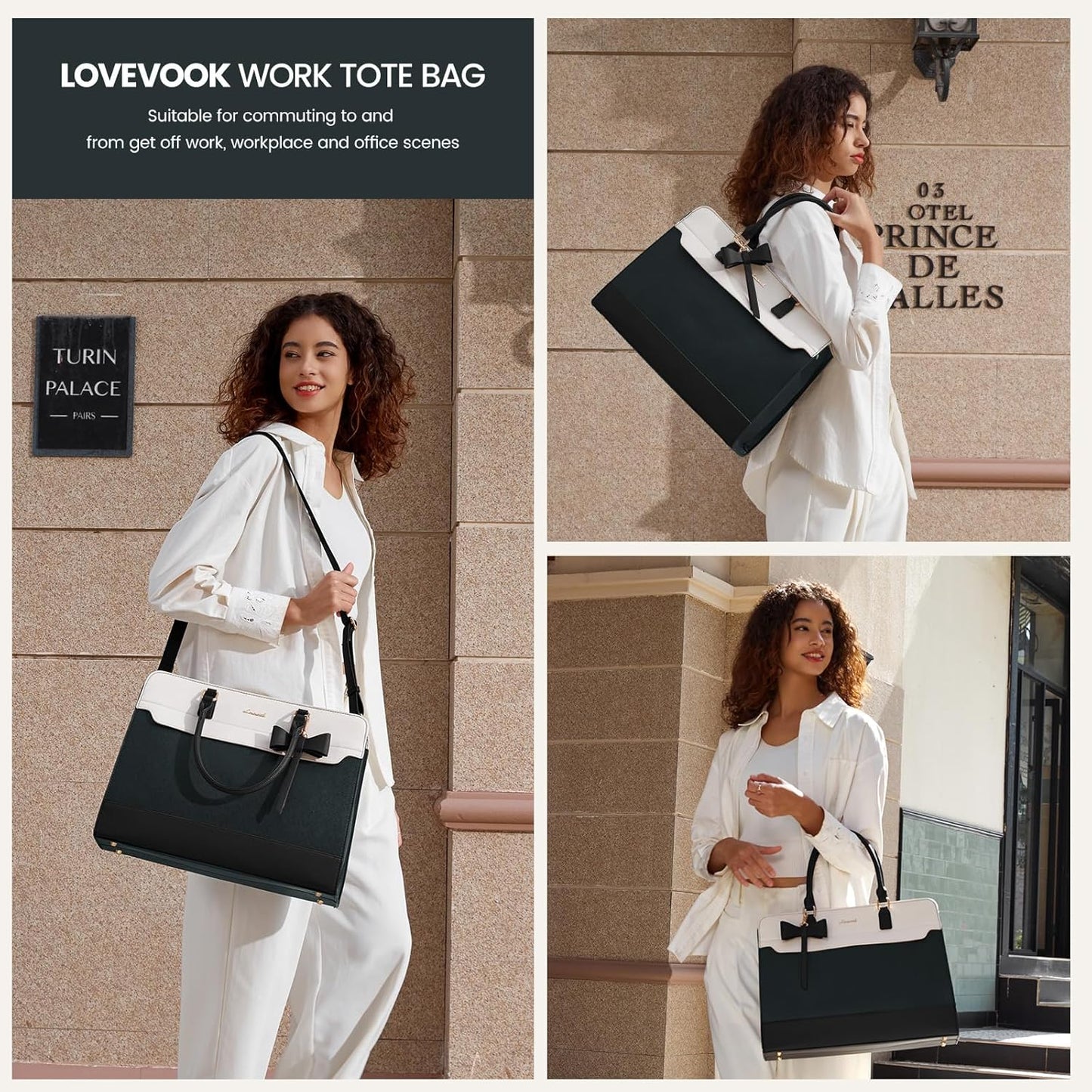 Laptop Tote Bag for Women,Leather Work Bag, Waterproof Business Teacher Bag,Large Computer Handbag Purse Briefcase,Office Gifts for Women