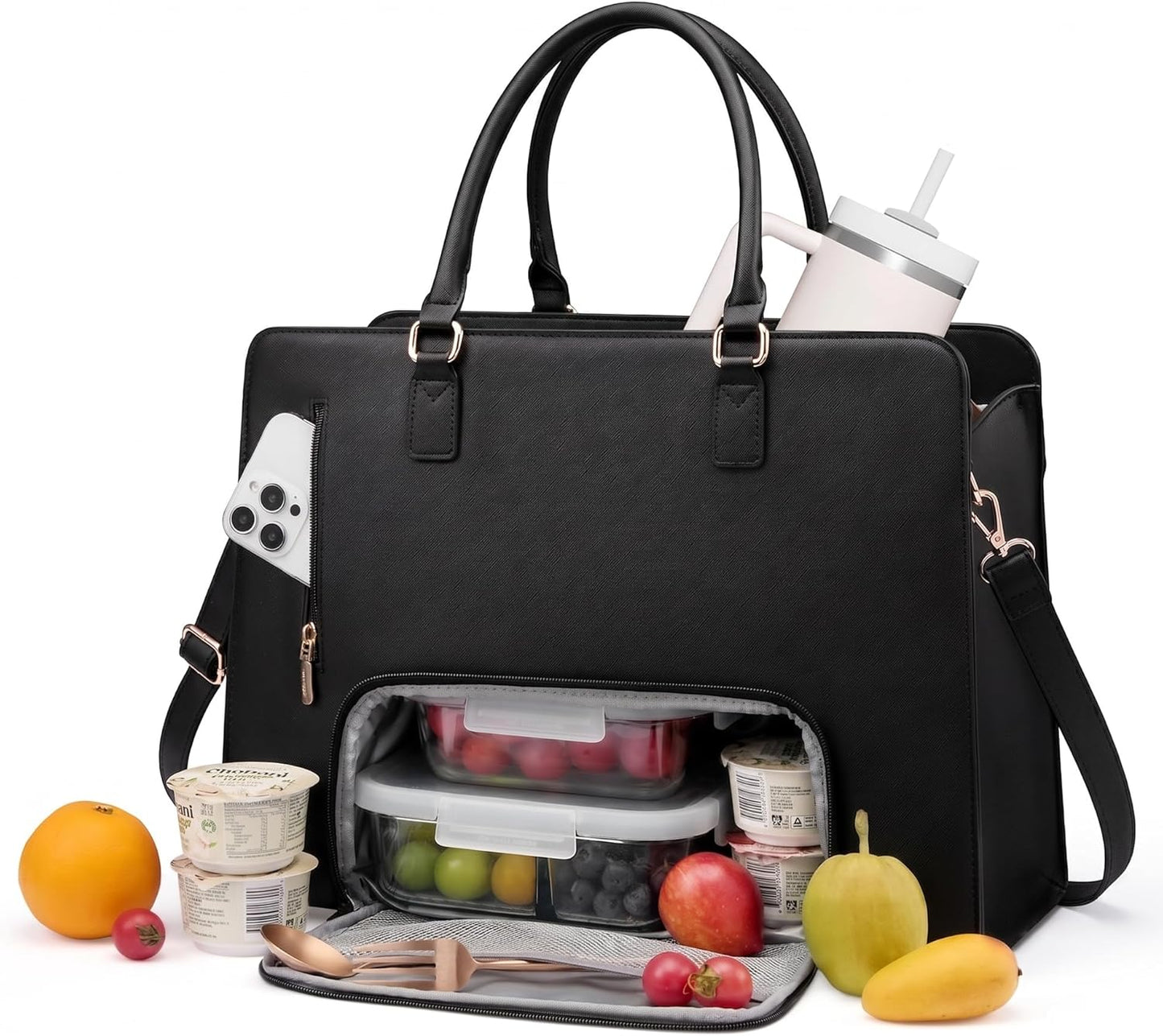 Laptop Tote Bag for Women,Leather Work Bag, Waterproof Business Teacher Bag,Large Computer Handbag Purse Briefcase,Office Gifts for Women